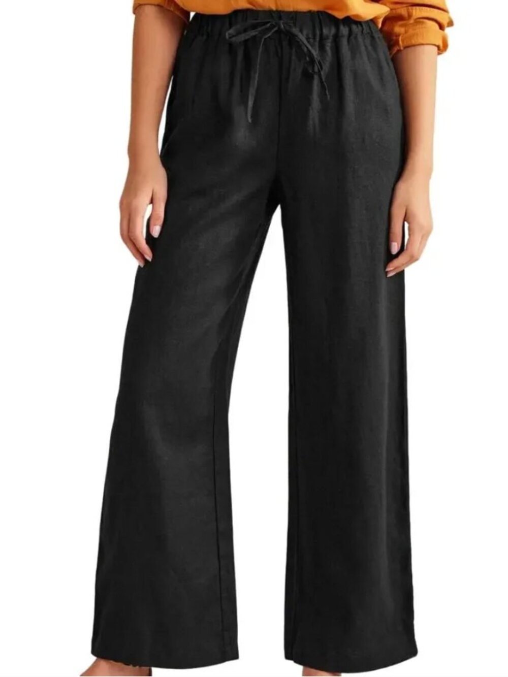 Boden Wide Leg Linen Pants, Black Sz 8